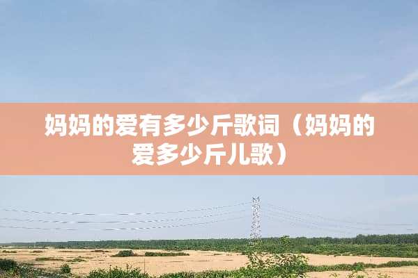 ***爱有多少斤歌词（***爱多少斤儿歌）