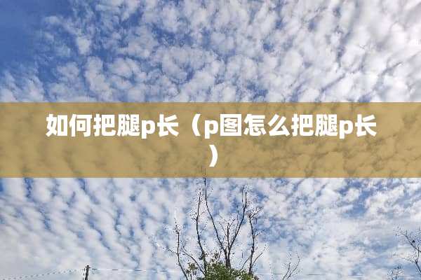 如何把腿p长（p图怎么把腿p长）