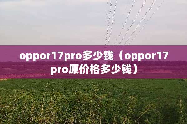 oppor17pro多少钱（oppor17pro原价格多少钱）