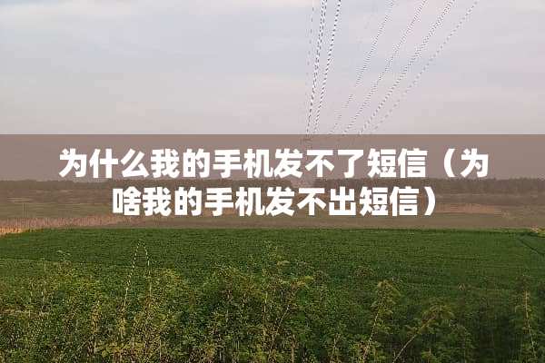 为什么我的手机发不了短信（为啥我的手机发不出短信）