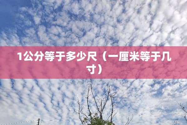 1公分等于多少尺（一厘米等于几寸）