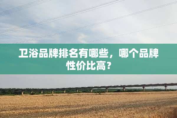 卫浴品牌排名有哪些，哪个品牌性价比高？