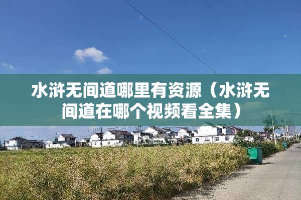 水浒无间道哪里有资源（水浒无间道在哪个视频看全集）