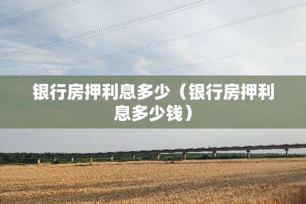 银**押利息多少（银**押利息多少钱）