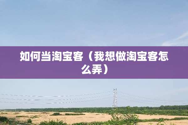 如何当淘宝客（我想做淘宝客怎么弄）