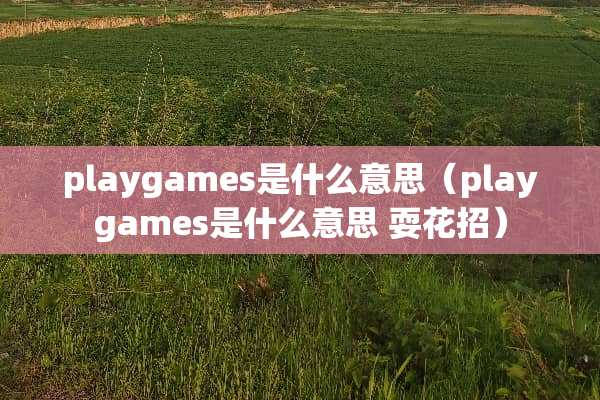 playgames是什么意思（playgames是什么意思 耍花招）