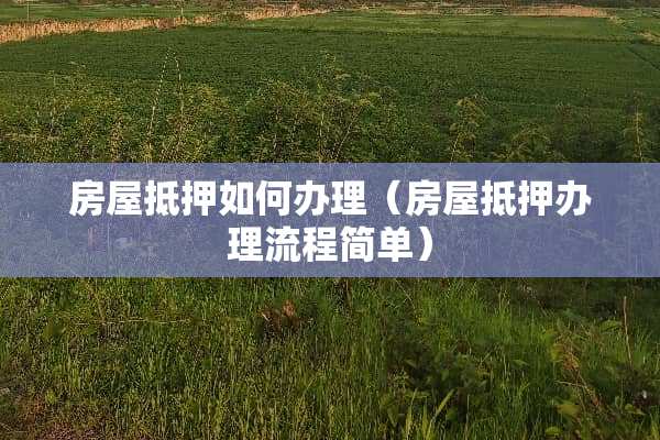 房屋抵押如何办理（房屋抵押办理流程简单）