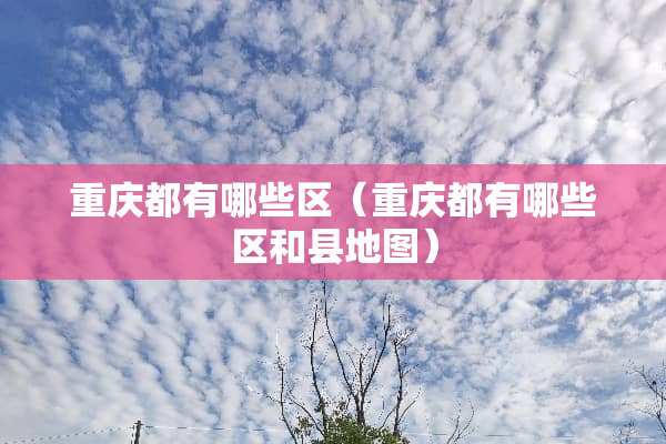 重庆都有哪些区（重庆都有哪些区和县地图）