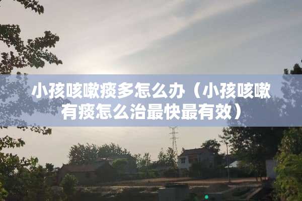 小孩咳嗽痰多怎么办（小孩咳嗽有痰怎么治最快最有效）
