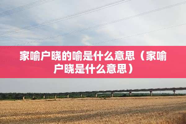 家喻户晓的喻是什么意思（家喻户晓是什么意思）