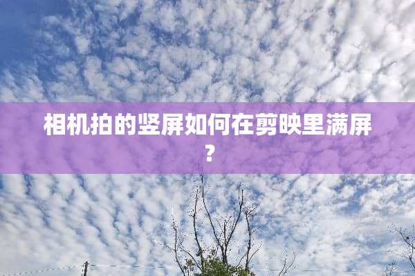 相机拍的竖屏如何在剪映里满屏？