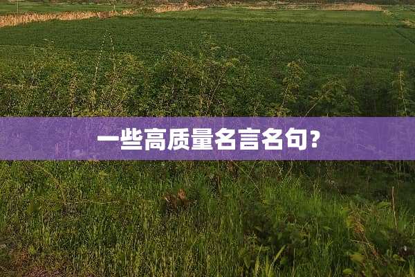 一些高质量名言名句？