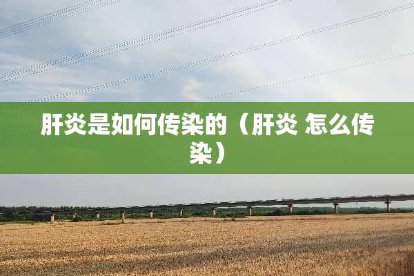 肝炎是如何传染的（肝炎 怎么传染）