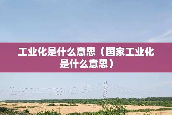 工业化是什么意思（国家工业化是什么意思）