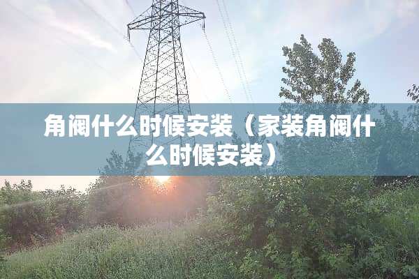 角阀什么时候安装（家装角阀什么时候安装）