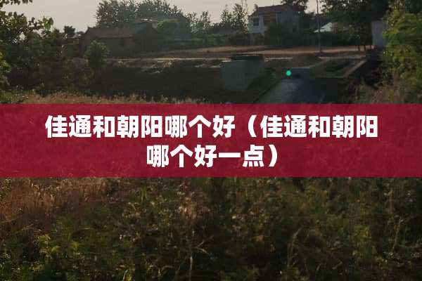 佳通和朝阳哪个好（佳通和朝阳哪个好一点）