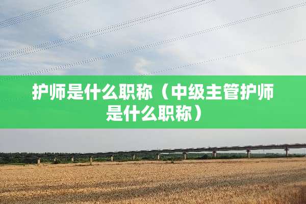 护师是什么职称（中级主管护师是什么职称）