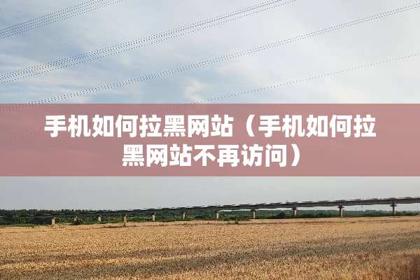 手机如何拉黑网站（手机如何拉黑网站不再访问）