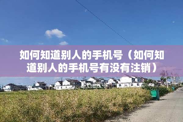 如何知道别人的手机号（如何知道别人的手机号有没有注销）