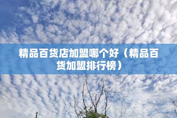 精品百货店加盟哪个好（精品百货加盟排行榜）