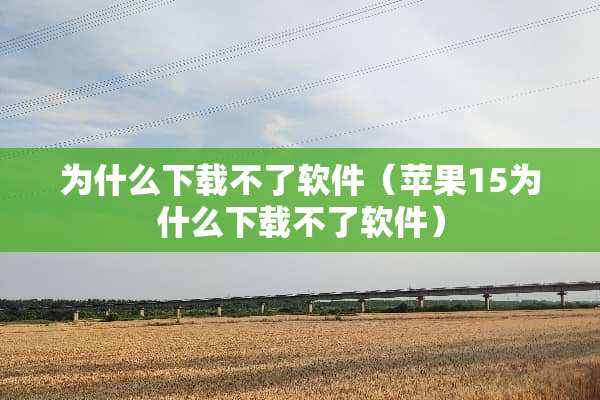 为什么下载不了软件（苹果15为什么下载不了软件）