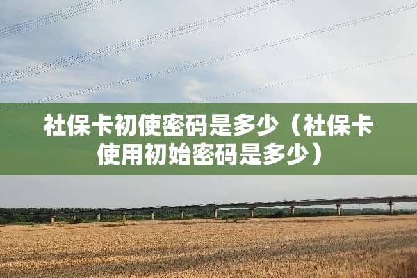 社保卡初使密码是多少（社保卡使用初始密码是多少）