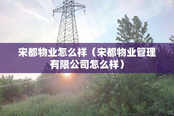 宋都物业怎么样（宋都物业管理有限公司怎么样）