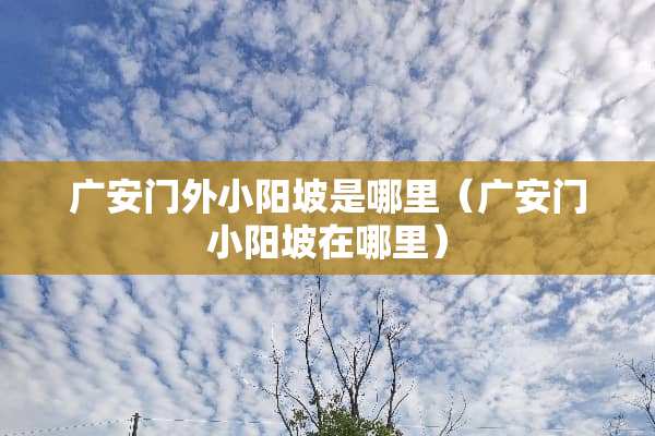 广安门外小阳坡是哪里（广安门小阳坡在哪里）