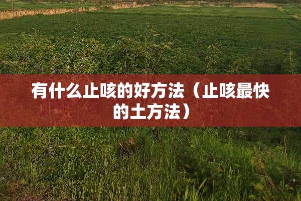 有什么止咳的好方法（止咳最快的土方法）