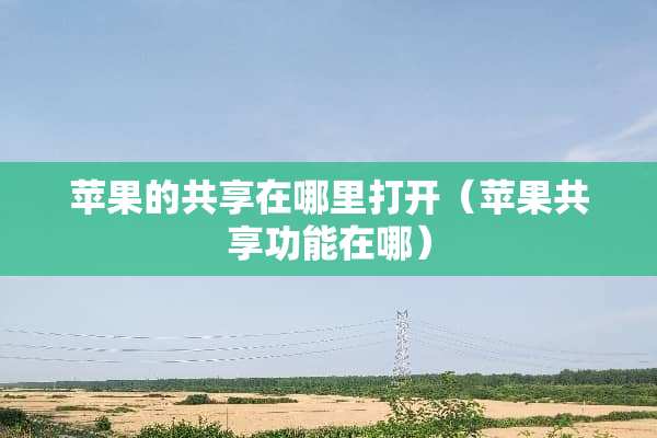 苹果的共享在哪里打开（苹果共享功能在哪）