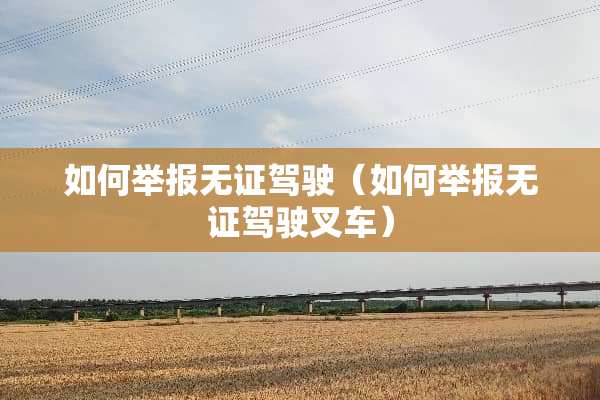 如何举报无证驾驶（如何举报无证驾驶叉车）