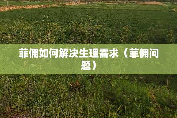 菲佣如何解决生理需求（菲佣问题）