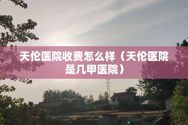 天伦医院收费怎么样（天伦医院是几甲医院）