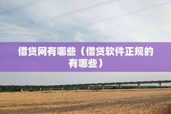 借贷网有哪些（借贷软件正规的有哪些）