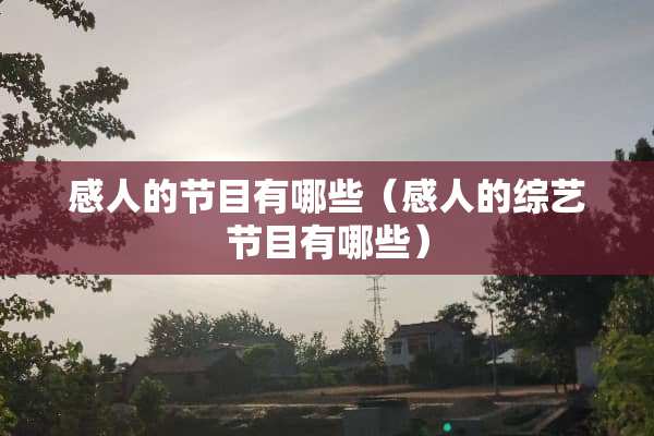 感人的节目有哪些（感人的综艺节目有哪些）