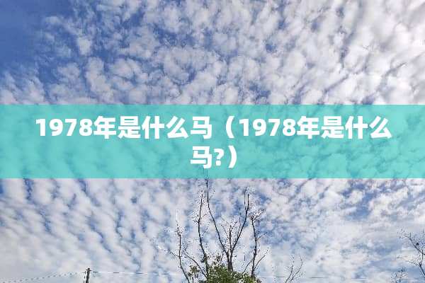 1978年是什么马（1978年是什么马?）