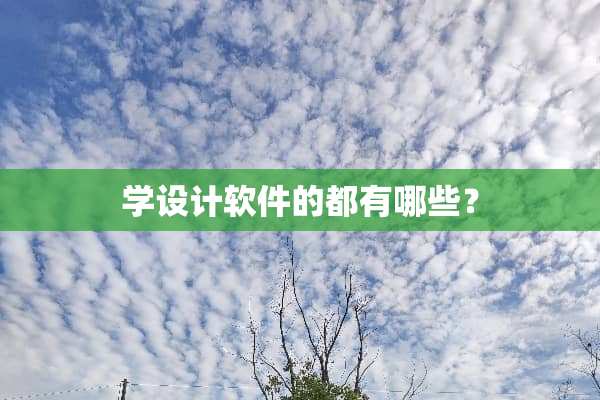 学设计软件的都有哪些？