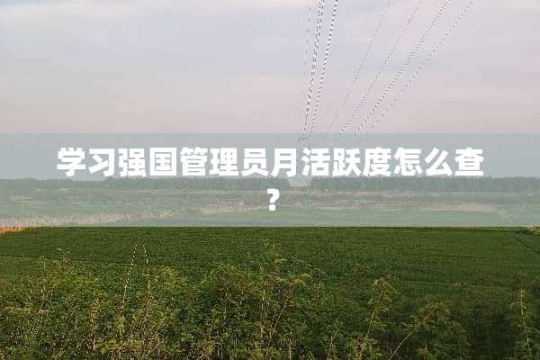 学习强国管理员月活跃度怎么查？