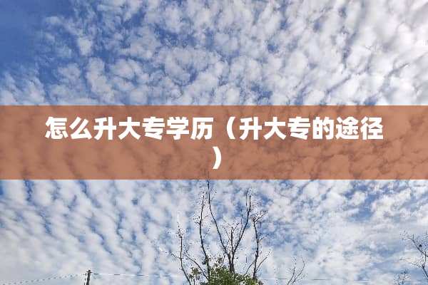 怎么升大专学历（升大专的途径）