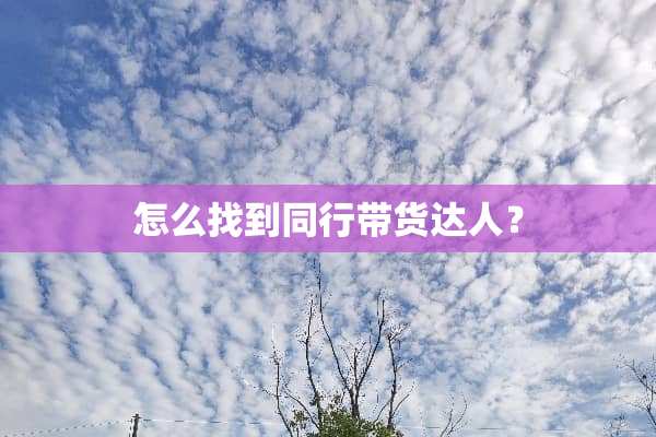 怎么找到同行带货达人？
