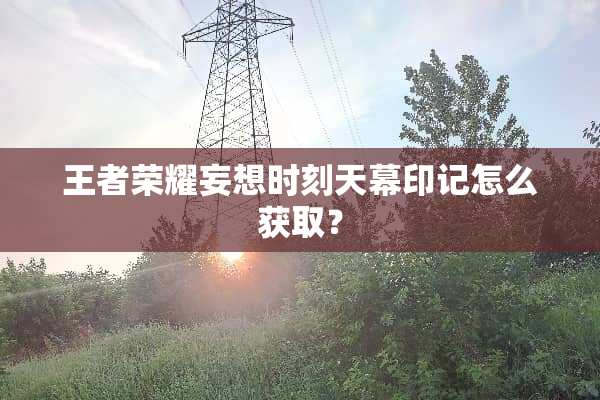 王者荣耀妄想时刻天幕印记怎么获取？