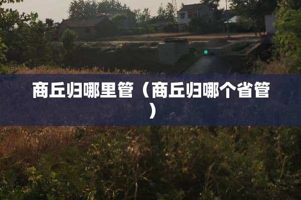 商丘归哪里管（商丘归哪个省管）