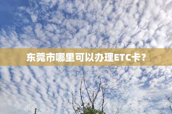 东莞市哪里可以办理ETC卡？