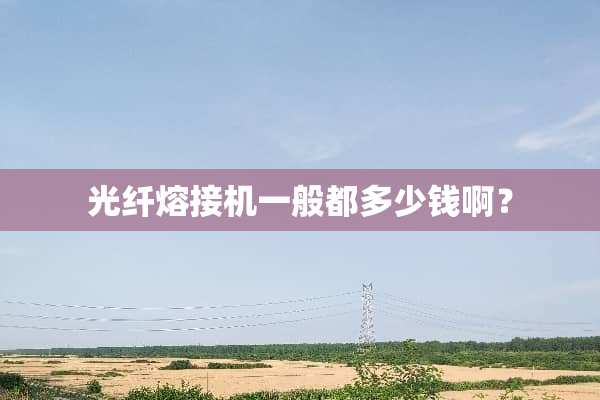 光纤熔接机一般都多少钱啊？