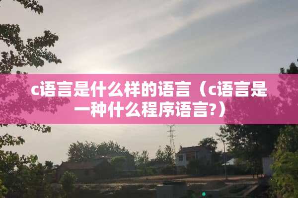 c语言是什么样的语言（c语言是一种什么程序语言?）