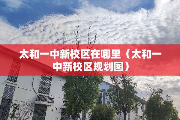 太和一中新校区在哪里（太和一中新校区规划图）