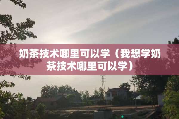 奶茶技术哪里可以学（我想学奶茶技术哪里可以学）