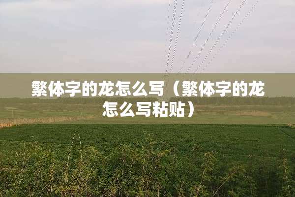 繁体字的龙怎么写（繁体字的龙怎么写粘贴）