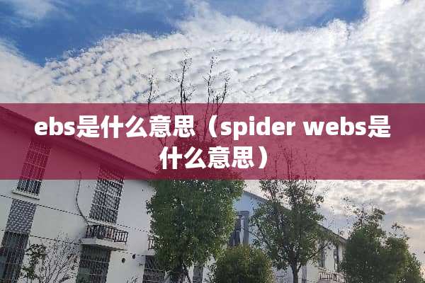 ebs是什么意思（spider webs是什么意思）