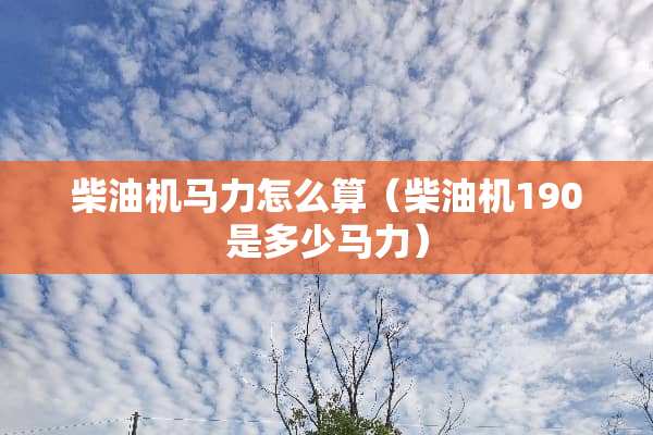 柴油机马力怎么算（柴油机190是多少马力）
